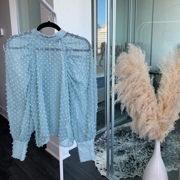 Zara Green Puff Sleeve Top - Picture 5 of 5